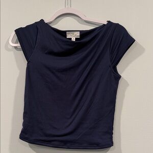 Navy Dress Up Short Sleeve Top